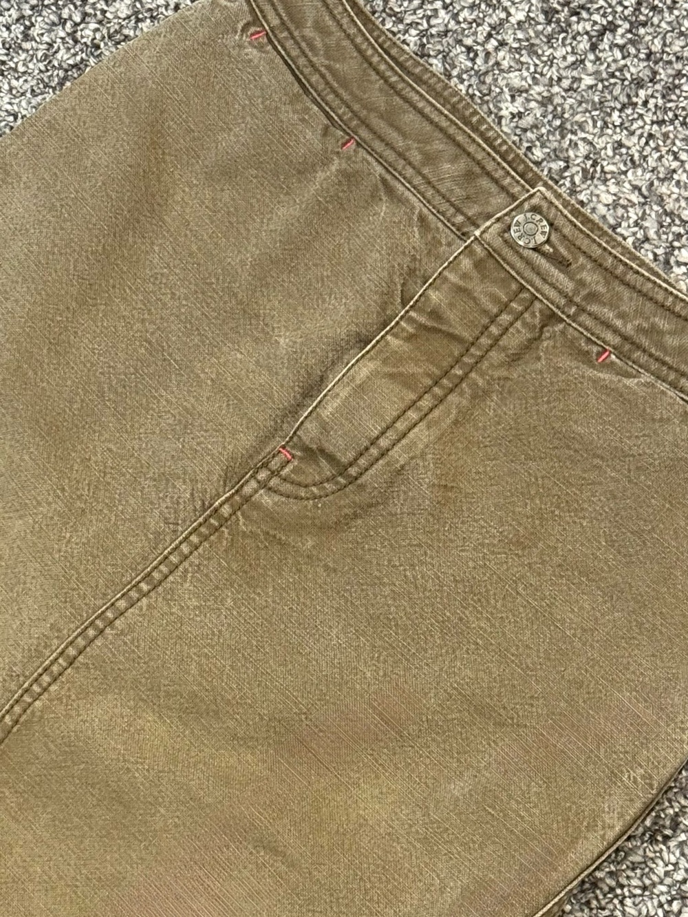 J. Crew Olive Green High-Waist Midi Skirt with Front Slit - Picture 3 of 7